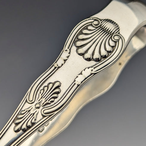 British Antique Silver Plated Kings Pattern Sugar Tongs Martin Hall